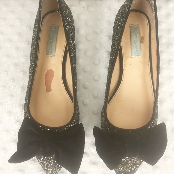 Betsey Johnson Amory Bow Glitter Flats Size 7.5 GUC - Picture 3 of 8